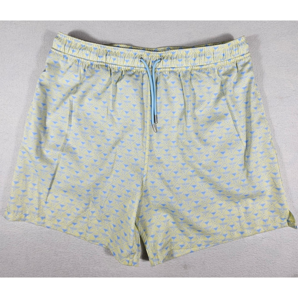 Robert Graham Martini Tower Yellow Blue Swim Trunks Men XL SMRG102 New